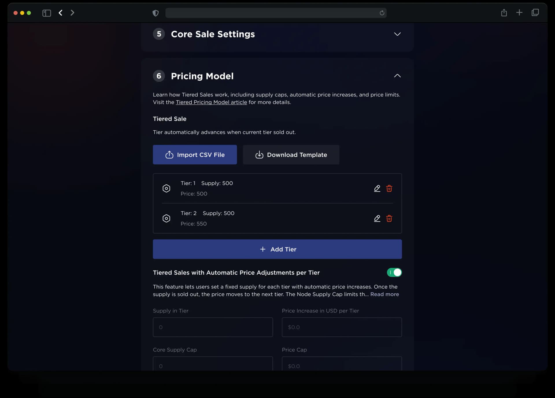 LFG Core Launchpad Interface